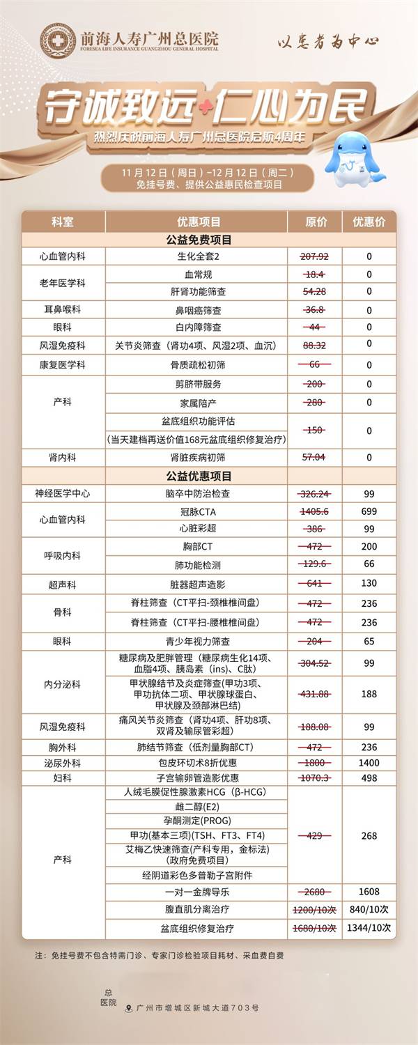 持续一个月！免费挂名医号，公益筛查低至0元起！增城百姓速看！